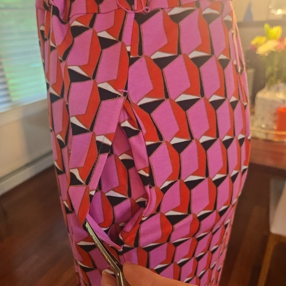 NWT Diane Von Furstenburg x Target V Neck Faux Wrap Geo Print Jumpsuit Pink XS